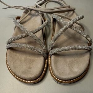 G Fusion Rhinestone Wrap Sandals - Size 7 | Italian-Made